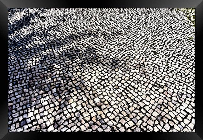 Calçada Portuguesa Traditional Mosaic Pavement Framed Print by Steven Dale