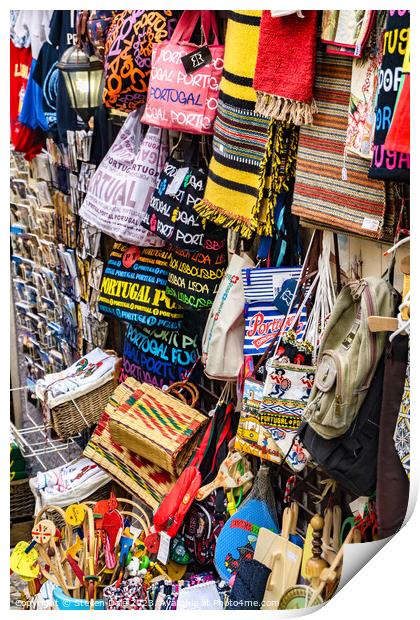 Portugal tourist trinkets on display Print by Steven Dale