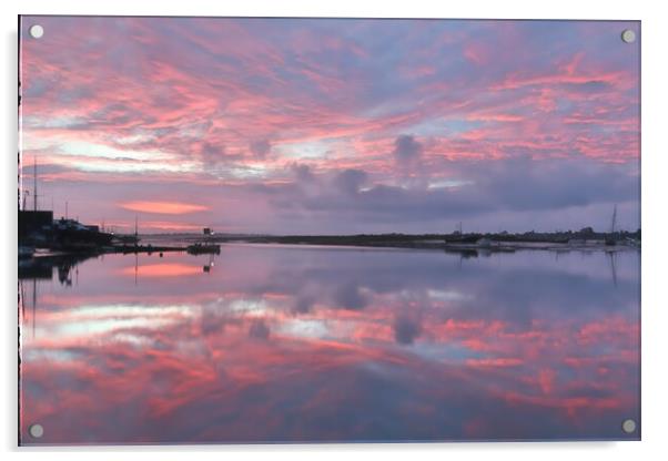 Pre duntide vloudscsp colours over the Brightlingsea Harbour  Acrylic by Tony lopez