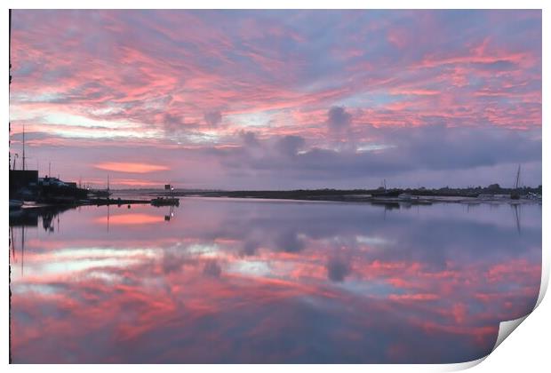 Pre duntide vloudscsp colours over the Brightlingsea Harbour  Print by Tony lopez