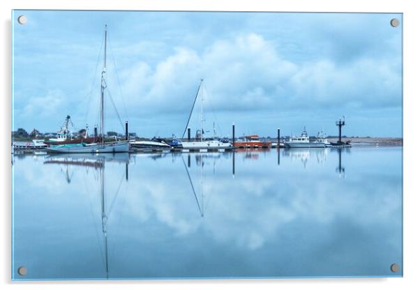 Brightlingsea Harbour in the morning blue  Acrylic by Tony lopez