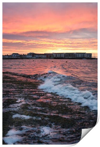 Sunrise colours over the Brightlingsea promenade  Print by Tony lopez