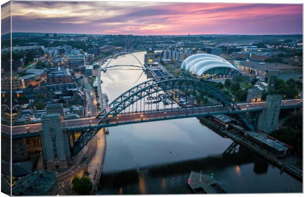 Tyne Bridges at Dawn Canvas Print by Apollo Aerial Photography