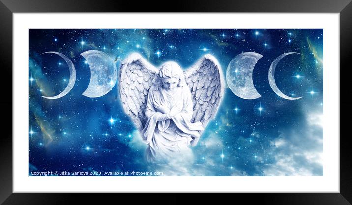 Moon angel  Framed Mounted Print by Jitka Saniova