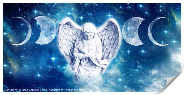 Moon angel  Print by Jitka Saniova