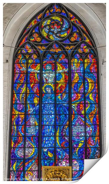 Mary Jesus Stained Glass Altar St Mary's Church Gdansk Poland Print by William Perry