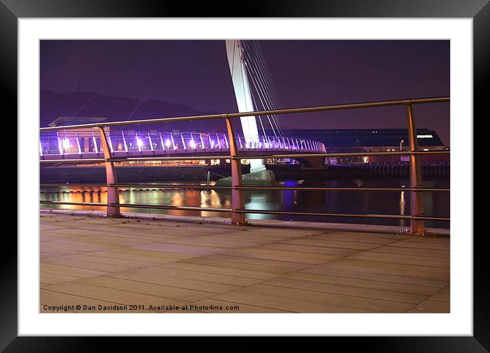 Swansea Sail Bridge at night Framed Mounted Print by Dan Davidson