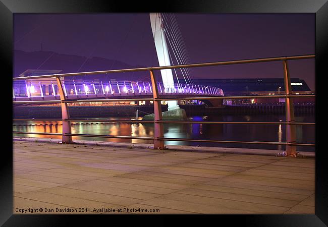 Swansea Sail Bridge at night Framed Print by Dan Davidson