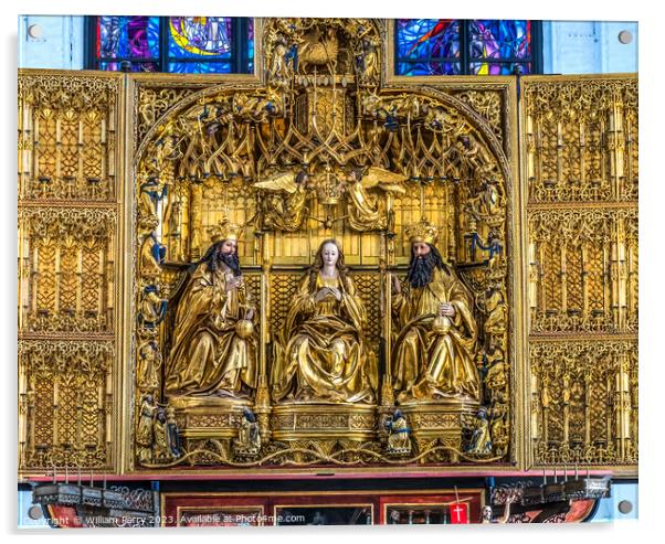 Triptych Altar St Mary's Church Gdansk Poland Acrylic by William Perry