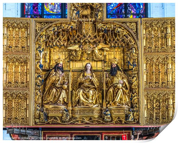 Triptych Altar St Mary's Church Gdansk Poland Print by William Perry