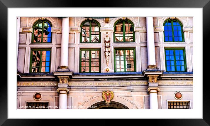 Colorful Golden Gate Facade Market Square Gdansk Poland Framed Mounted Print by William Perry