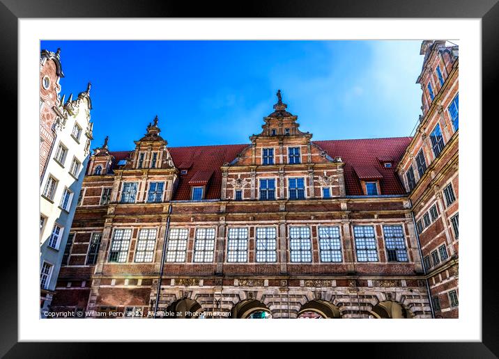 Colorful Green Gate Facade Market Square Gdansk Poland Framed Mounted Print by William Perry