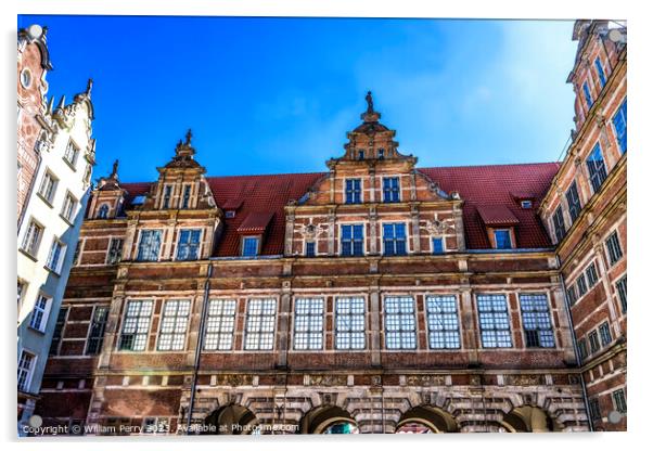 Colorful Green Gate Facade Market Square Gdansk Poland Acrylic by William Perry