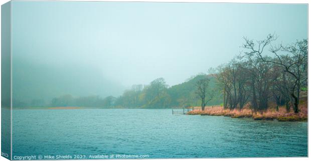 A ghostly mist envelopes a Lake in Snowdonia Canvas Print by Mike Shields