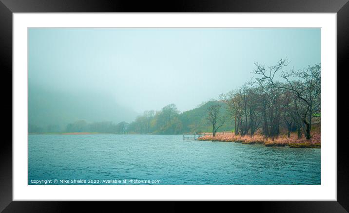 A ghostly mist envelopes a Lake in Snowdonia Framed Mounted Print by Mike Shields