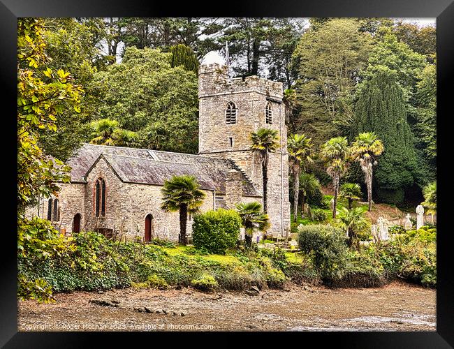 St Just in Roseland church Cornwall Framed Print by Roger Mechan
