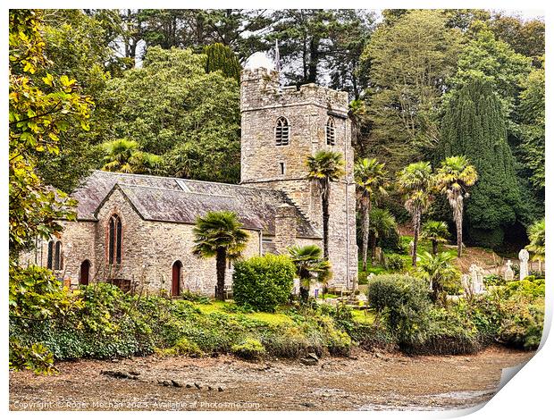 St Just in Roseland church Cornwall Print by Roger Mechan