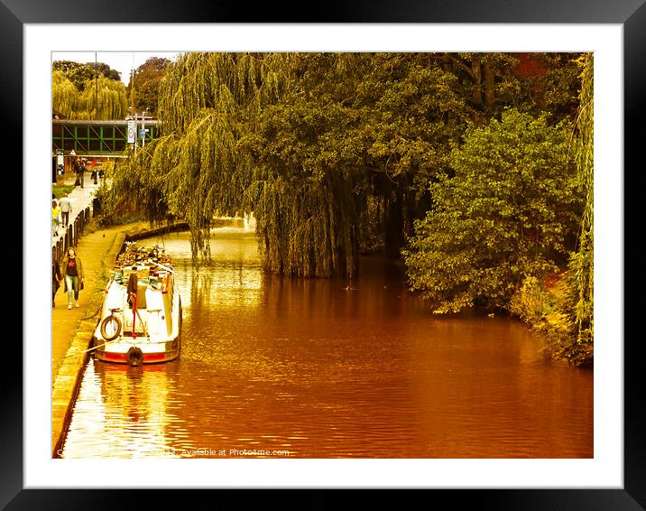 Narrow boat on the Canal Framed Mounted Print by John Wain