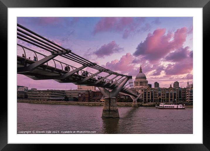 Millennium Bridge and St Paul's Cathedral Framed Mounted Print by Steven Dale