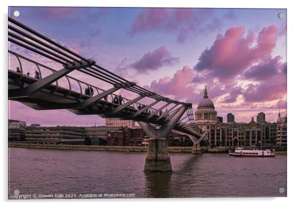 Millennium Bridge and St Paul's Cathedral Acrylic by Steven Dale