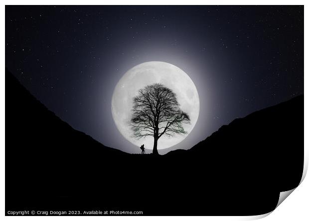 Sycamore Gap Robin Hood Tree Moonscape Print by Craig Doogan