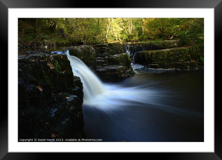 Bannu Brychniog Brecon Beacons Waterfall Framed Mounted Print by David Harris