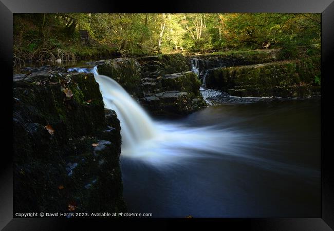 Bannu Brychniog Brecon Beacons Waterfall Framed Print by David Harris