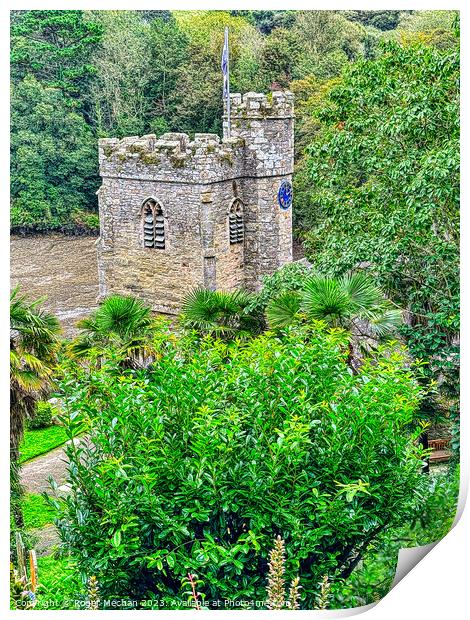 Church Tower rising out of the forest  Print by Roger Mechan