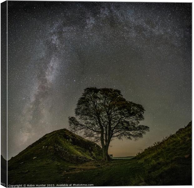 Sycamore Gap and Milky Way  Canvas Print by Robin Hunter