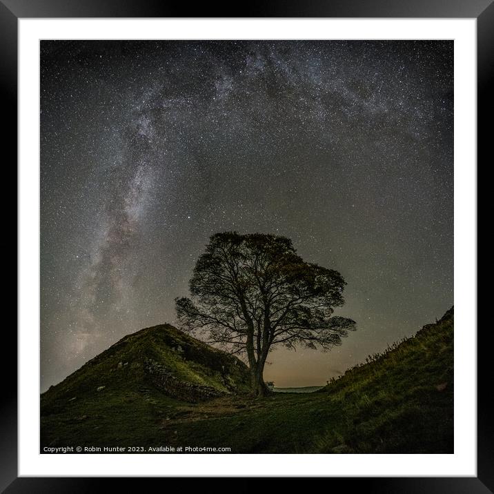 Sycamore Gap and Milky Way  Framed Mounted Print by Robin Hunter