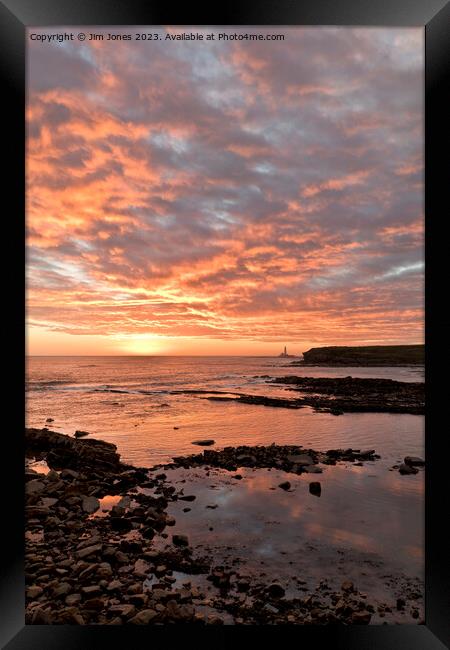 Collywell Bay Sunrise - Portrait Framed Print by Jim Jones