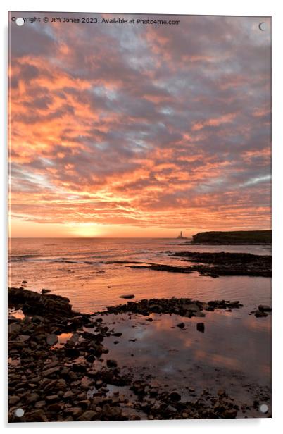Collywell Bay Sunrise - Portrait Acrylic by Jim Jones