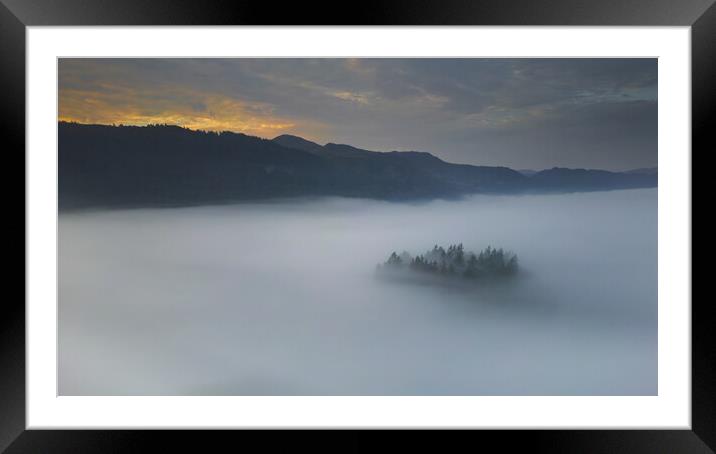 Lord's Island - Derwentwater Cloud Inversion Framed Mounted Print by Chester Tugwell