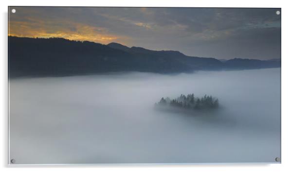 Lord's Island - Derwentwater Cloud Inversion Acrylic by Chester Tugwell