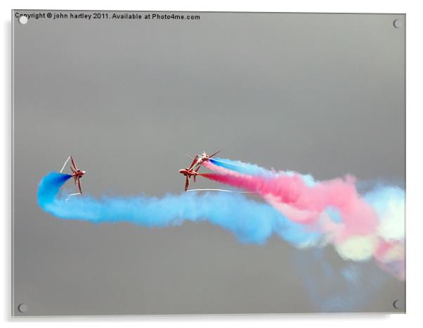 "Smoke On"  Red Arrows Plumes of Colour  Acrylic by john hartley