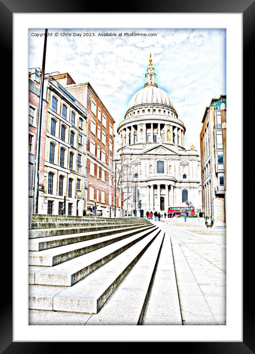 St Pauls Cathedral arty style Framed Mounted Print by Chris Day