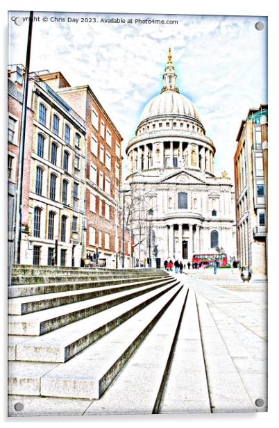 St Pauls Cathedral arty style Acrylic by Chris Day