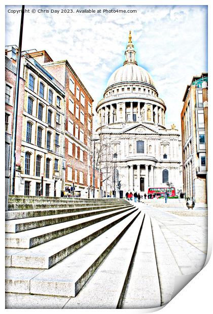 St Pauls Cathedral arty style Print by Chris Day