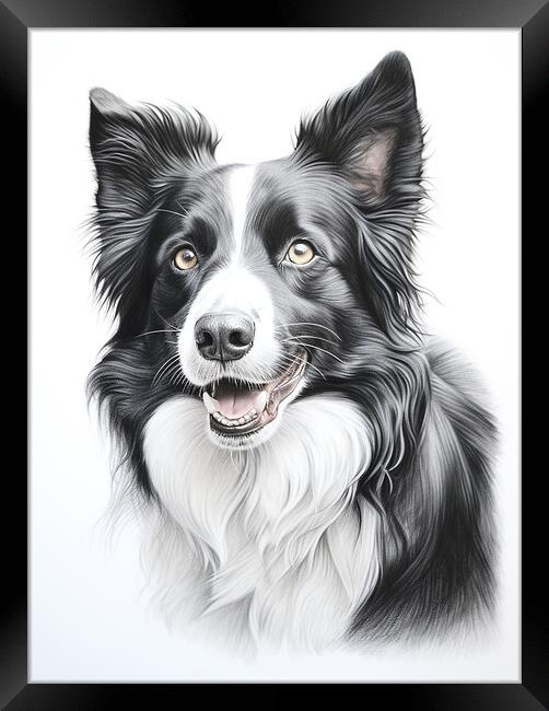 Pencil Drawing Border Collie Framed Print by Steve Smith