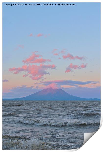 Nicaragua Volcano at Sunset Print by Sean Foreman