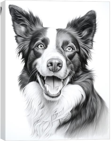 Pencil Drawing Border Collie Canvas Print by Steve Smith