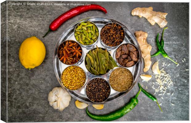 Masala Box with a mixture of Indian Spices Canvas Print by Shafiq Khan