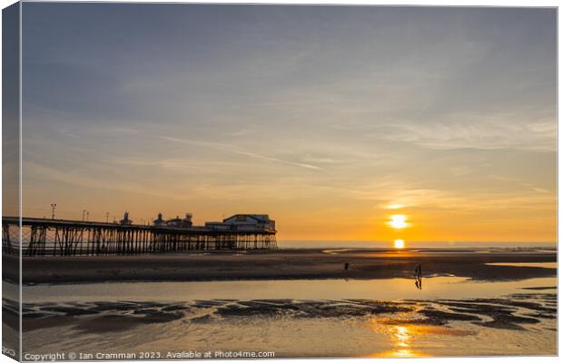 Sunset over North Pier in Blackpool Canvas Print by Ian Cramman