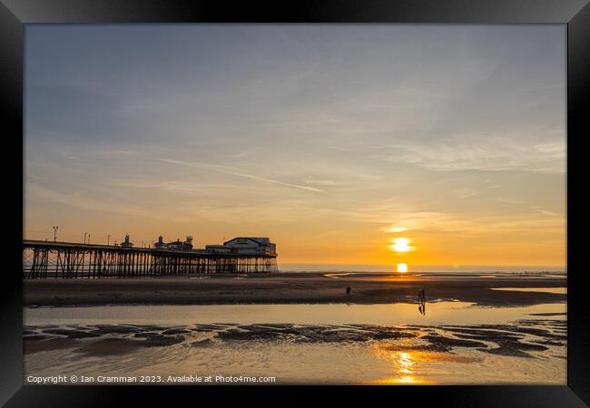 Sunset over North Pier in Blackpool Framed Print by Ian Cramman