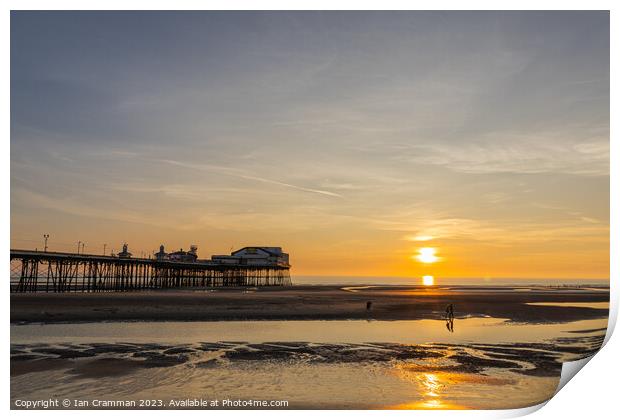 Sunset over North Pier in Blackpool Print by Ian Cramman