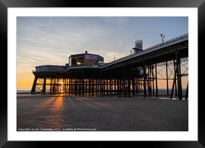 Sunset shining through North Pier in Blackpool Framed Mounted Print by Ian Cramman
