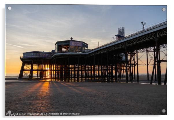 Sunset shining through North Pier in Blackpool Acrylic by Ian Cramman