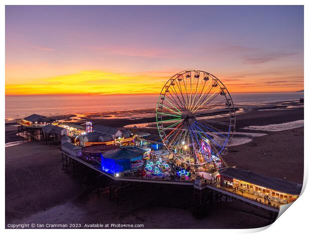 Central Pier, Blackpool at Sunset Print by Ian Cramman