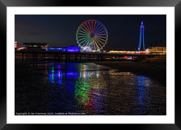Central Pier and Ferris Wheel at Night Framed Mounted Print by Ian Cramman