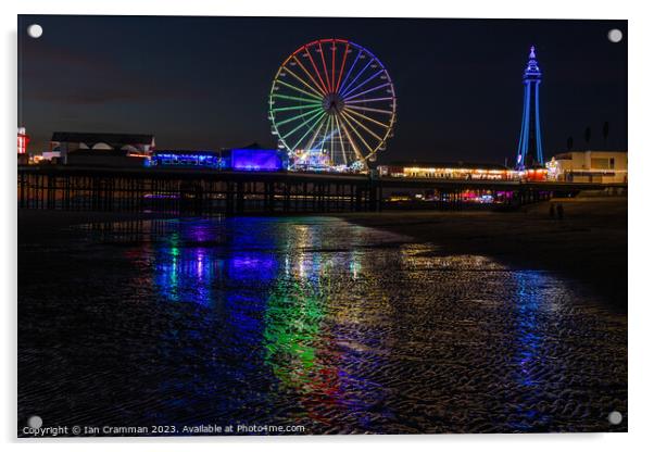 Central Pier and Ferris Wheel at Night Acrylic by Ian Cramman
